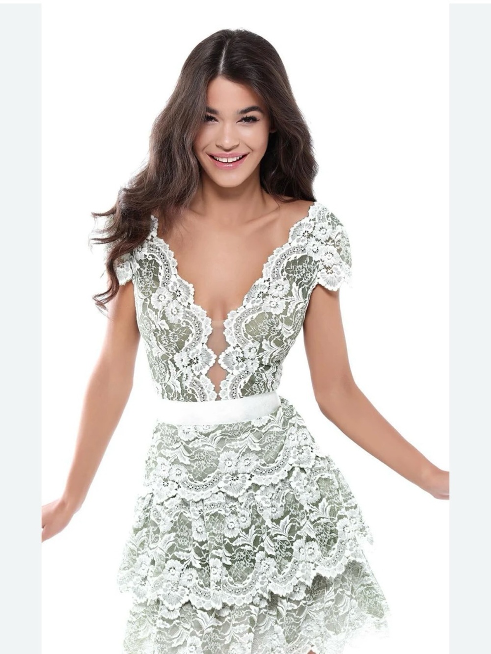 Tarik Ediz White Dress with Gold Logo Detail